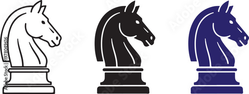 Chess knight strategy icon symbolizing planning, Business strategy, leadership, tactics and decision making. competition and management concept for corporate, finance and consulting projects.
