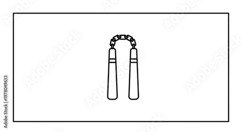Nunchaku Weapon Icon Outline, Martial Arts Equipment, Karate Combat Gear, Kung Fu Training Tool