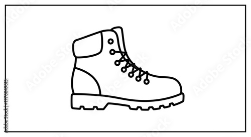 Outline Icon of a Hiking Boot, Vector Illustration