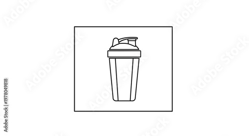 Outline Icon of a Protein Shaker Bottle for Fitness and Nutrition
