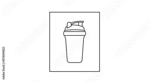 Outline Icon of a Protein Shaker Bottle for Fitness and Nutrition