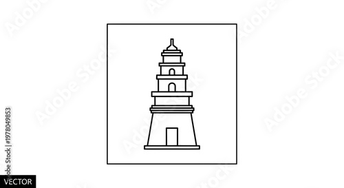 Pagoda Icon Vector Outline Illustration