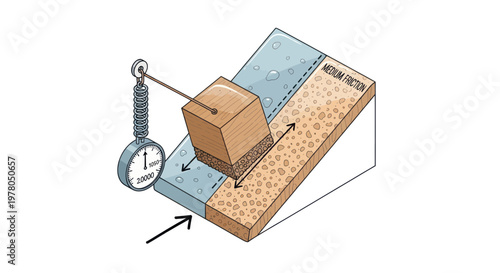 Physics experiment: Friction block on inclined plane with spring scale