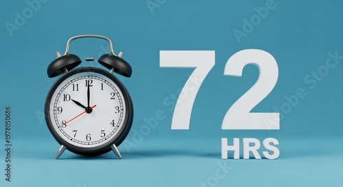 Wallpaper Mural Retro Alarm Clock Next to Large White "72 HRS" Text on a Bright Blue Background Torontodigital.ca