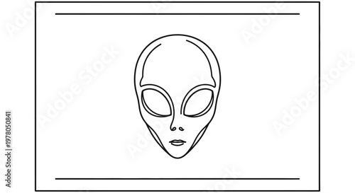 Minimalist Alien Head Outline Icon, Extraterrestrial Symbol, Sci-Fi Concept