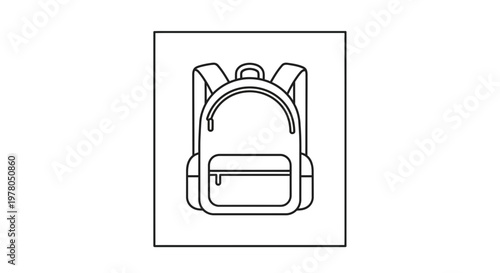 Minimalist Backpack Icon Outline, Simple School Bag Vector Graphic