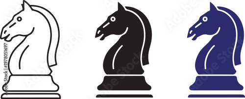 Chess knight strategy icon symbolizing planning, leadership, Business strategy, tactics and decision making, competition and management concept for corporate, finance and consulting projects.