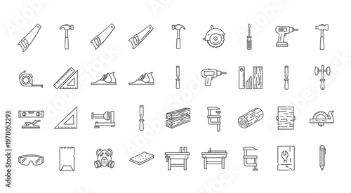 Collection of various carpentry tools and equipment for woodworking projects.