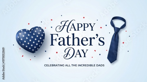 Modern Happy Father's Day Design with Polka Dot Heart