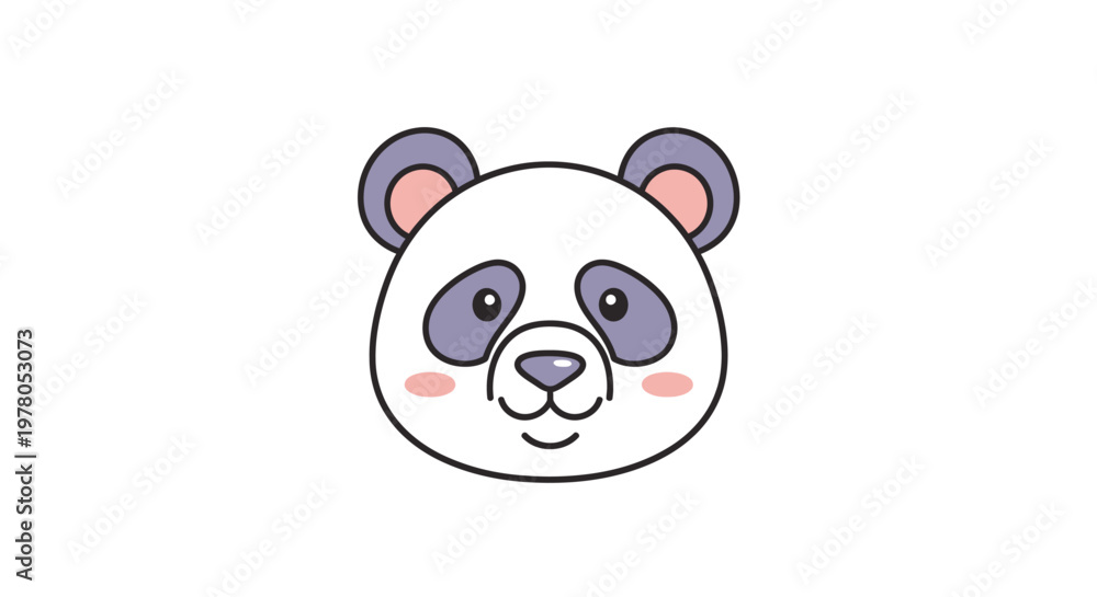 Fototapeta premium Cute Cartoon Panda Face Closeup.