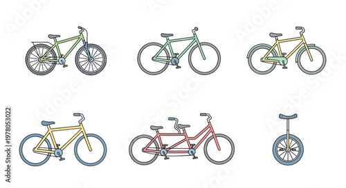 Bicycles in different colors and styles.