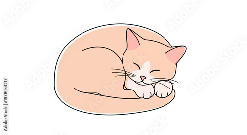 Sleeping Orange Cat Cute Animal.