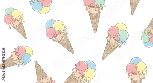 Colorful Ice Cream Cones Pattern.