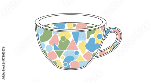 Tableau sur toile Colorful Patterned Tea Cup Illustration.