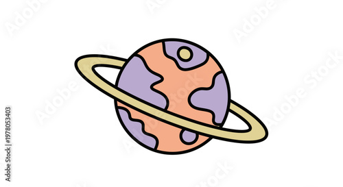 Saturn Planet with Yellow Ring System.