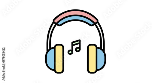 Colorful Headphones with Music Symbol.