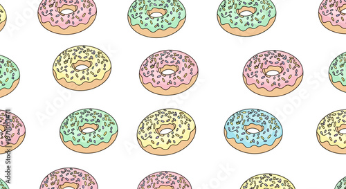 Donuts with colorful sprinkles on top.