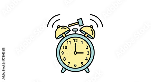 Alarm clock ringing on white background.