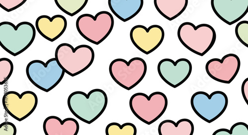 Colorful hearts on white background.