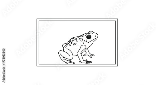 Line Art Frog Illustration: Cute Amphibian with Spots on White Background
