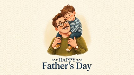 Simple Happy Father's Day Card with Dad and Son