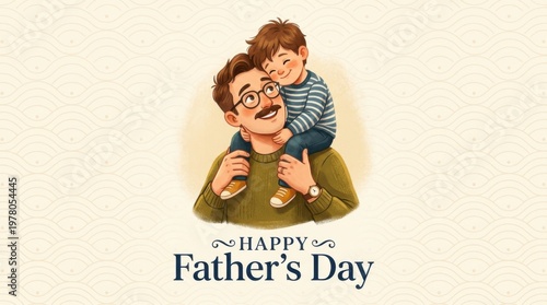 Simple Happy Father's Day Card with Dad and Son