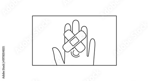 Hand Injury First Aid: Bandages Applied to Finger Wound, Medical Care and Protection