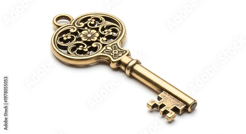 Elegant brass key with intricate floral engraving