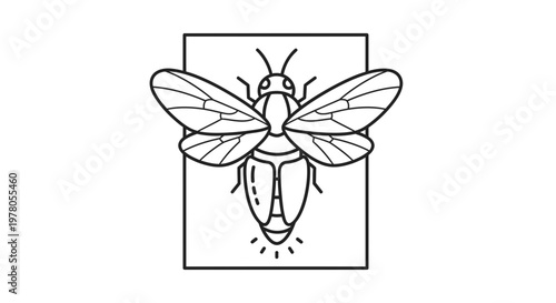 Firefly Insect Line Art Icon, Bioluminescent Beetle, Vector Graphic