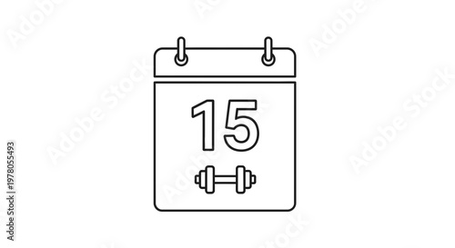 Fitness Calendar Icon: Dumbbell on Day 15, Planning Workout Schedule