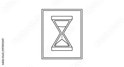 Hourglass Icon Line Art: Time Passing Concept, Countdown, Waiting