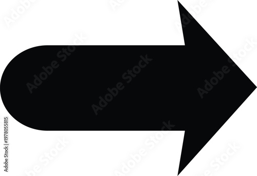 Large black arrow pointing to the right on transparent background for direction indication