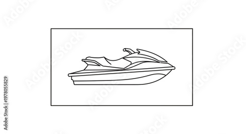 Jet Ski Outline Icon, Watercraft Vector Illustration, Personal Watercraft Line Art