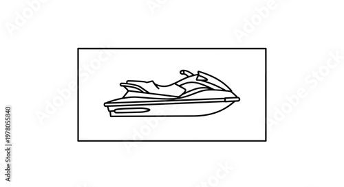 Jet Ski Outline Icon, Watercraft Vector Illustration, Personal Watercraft Symbol