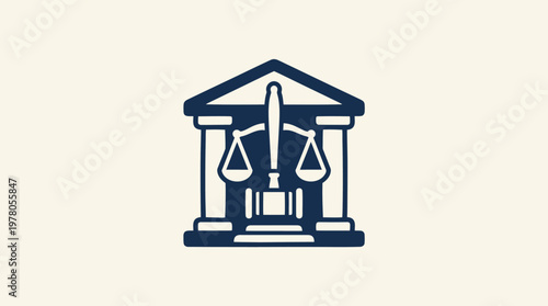 Iconic Court House Symbol With Scales of Justice