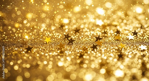 Shiny gold background with scattered star shapes