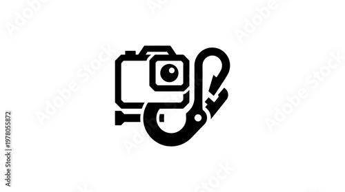 Action Camera Icon with Carabiner for Adventure Activities