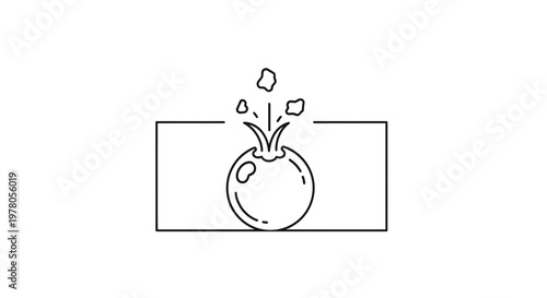 Exploding Fruit Icon: Abstract Concept of Bursting Energy, Growth, and Transformation