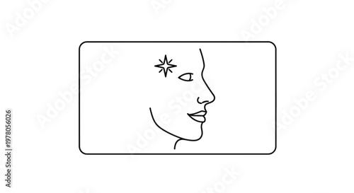 Face Silhouette with Sparkle Icon - Concept of Idea, Inspiration, or Brilliance