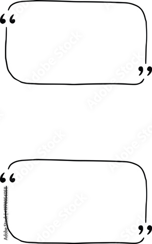 Two hand-drawn rounded rectangle quote frames with quotation marks isolated on transparent background