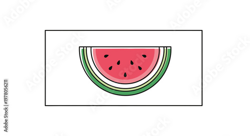 Fresh Watermelon Slice Illustration, Summer Fruit, Healthy Food, Vibrant Red and Green