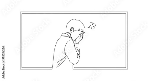 Frustrated Student Covering Face, Feeling Overwhelmed at Desk