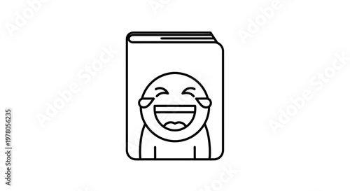 Funny Book Icon with Laughing Face - Comedy Literature and Humor Concept