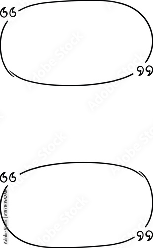 Two hand-drawn oval quote bubbles with quotation marks isolated on transparent background