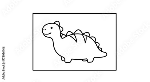 Cute Cartoon Dinosaur Illustration, Simple Line Art, Adorable Baby Brontosaurus Drawing
