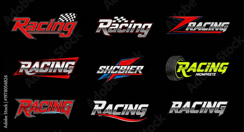 Collection of Racing Word Art Logos and Graphics.