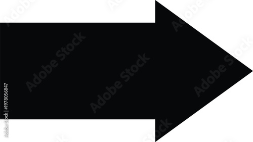 Large black arrow pointing to the right on white background  simple geometric shape for design and direction