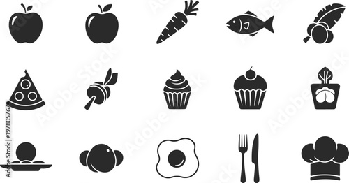 Set of food and cooking icons, vector illustration