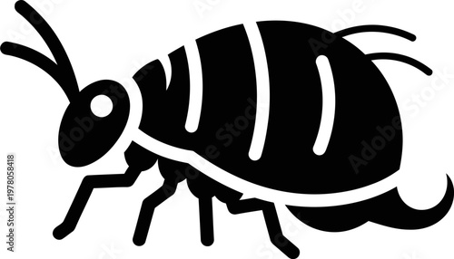 Stylized black flea icon silhouette isolated on white background for pest control services animal hygiene and domestic pet healthcare vector