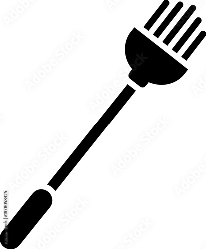 Black fly swatter icon isolated on white background for pest control and insect protection conceptual design in minimalist flat vector style